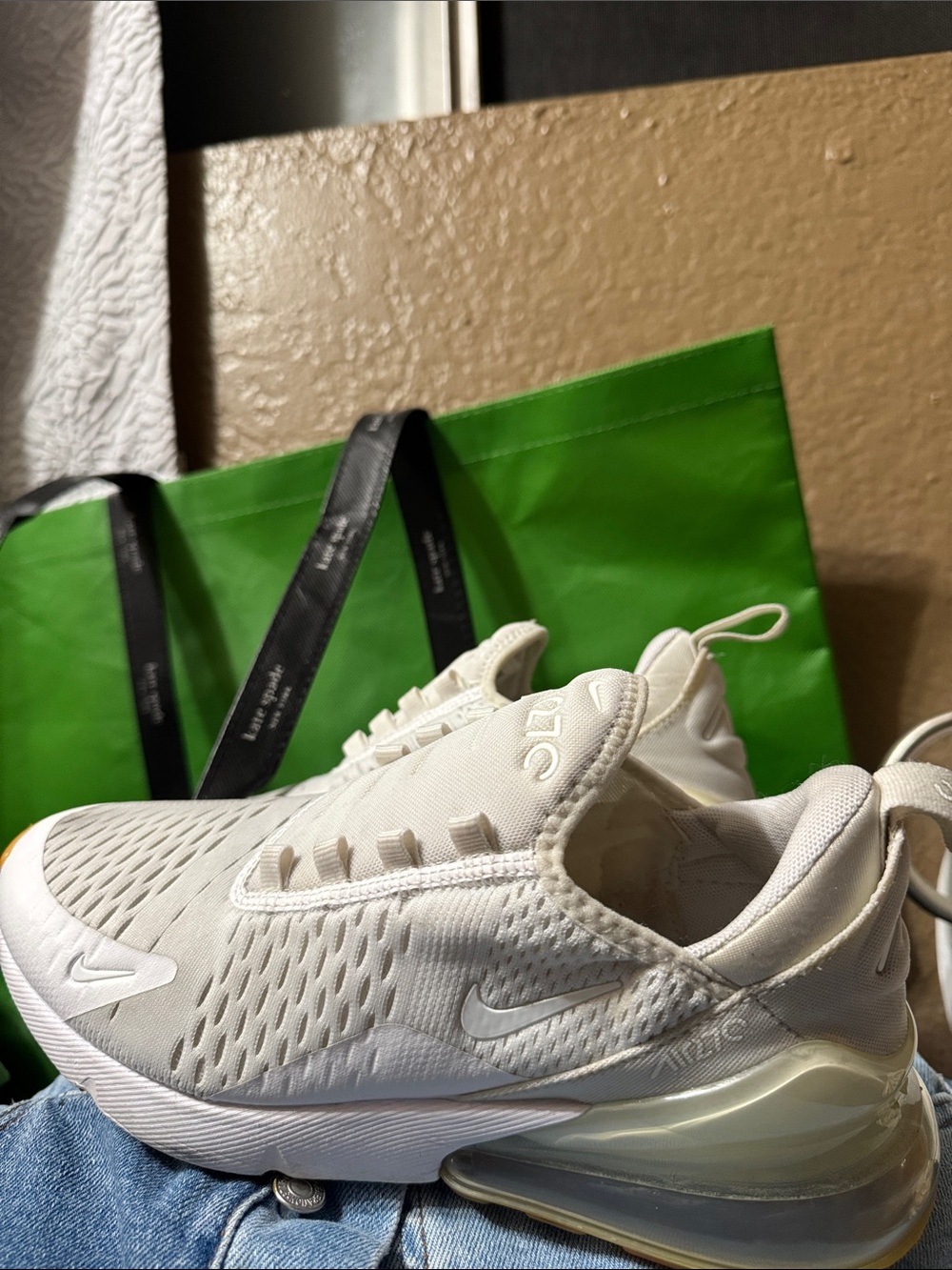 Nike Air Max 270 Slip-On Sneakers in White/Cream
